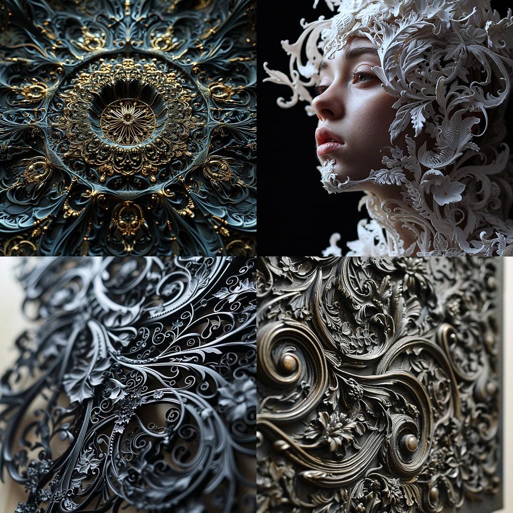 Filigree style, Midjourney V6, render 1 of 4