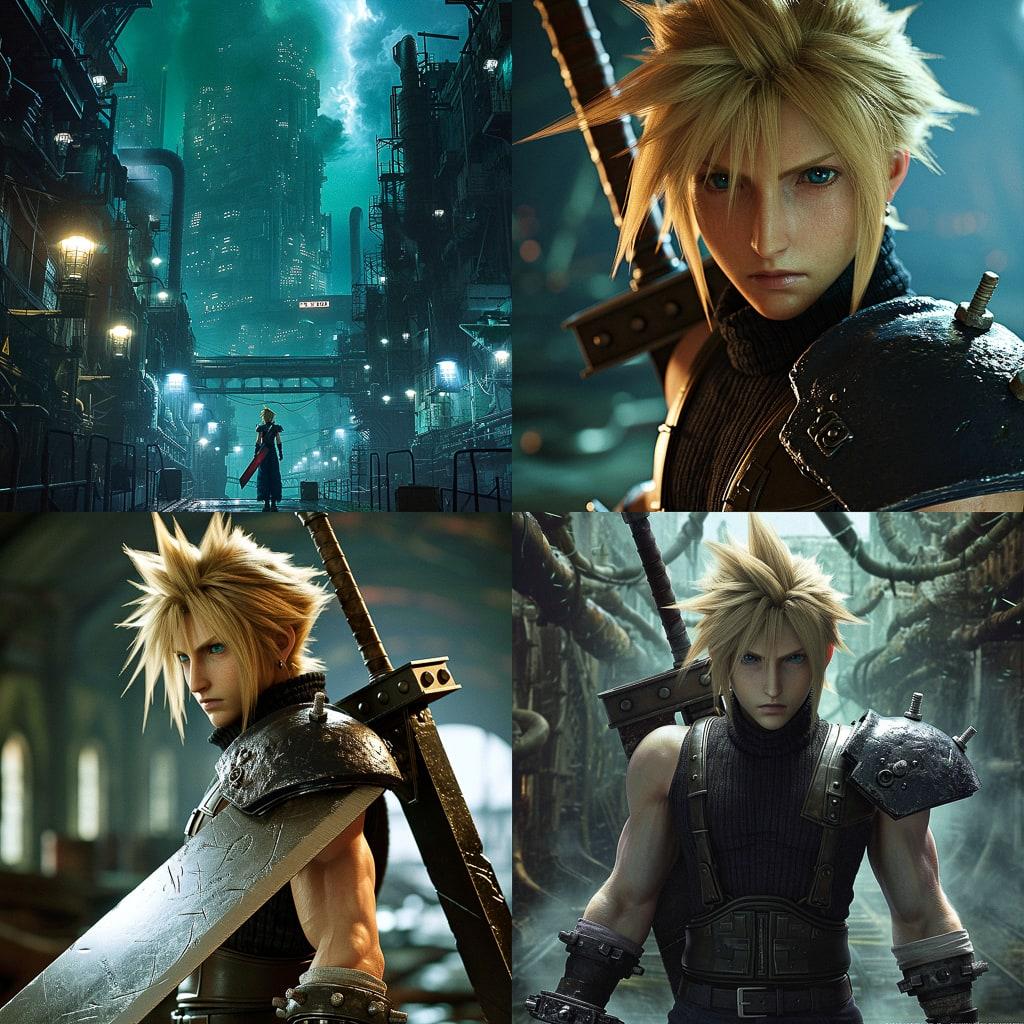 Final Fantasy VII style, Midjourney V6, render 1 of 4