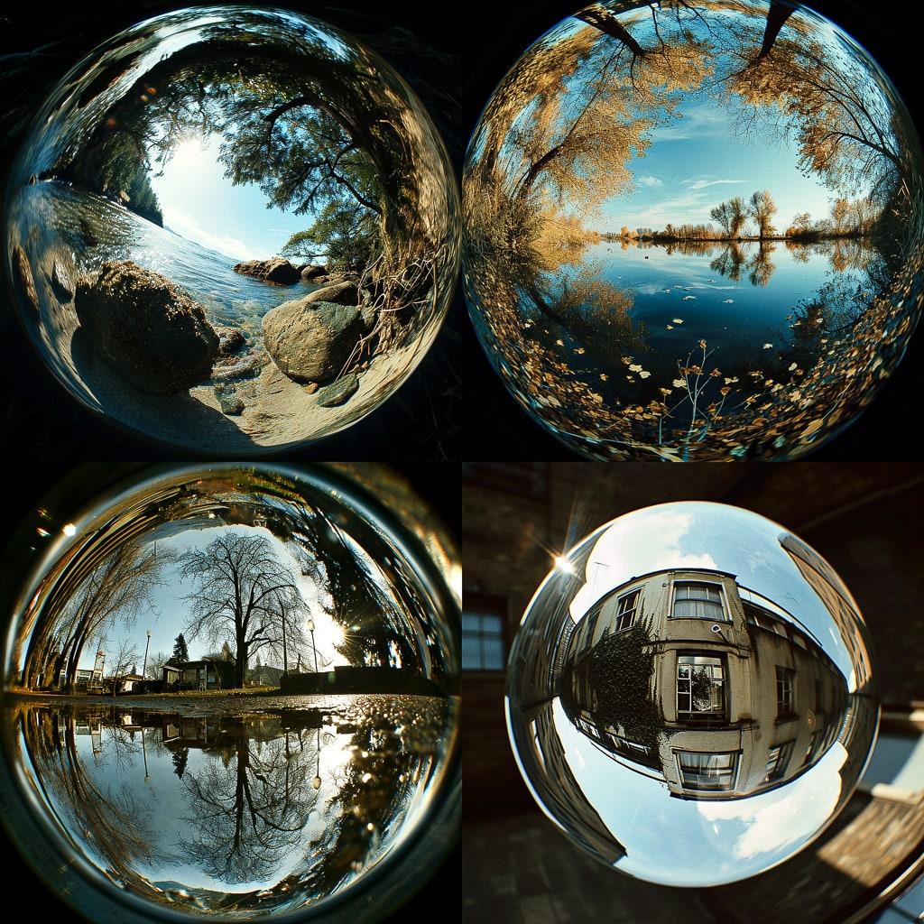 Fisheye lens style, Midjourney V6, render 1 of 4