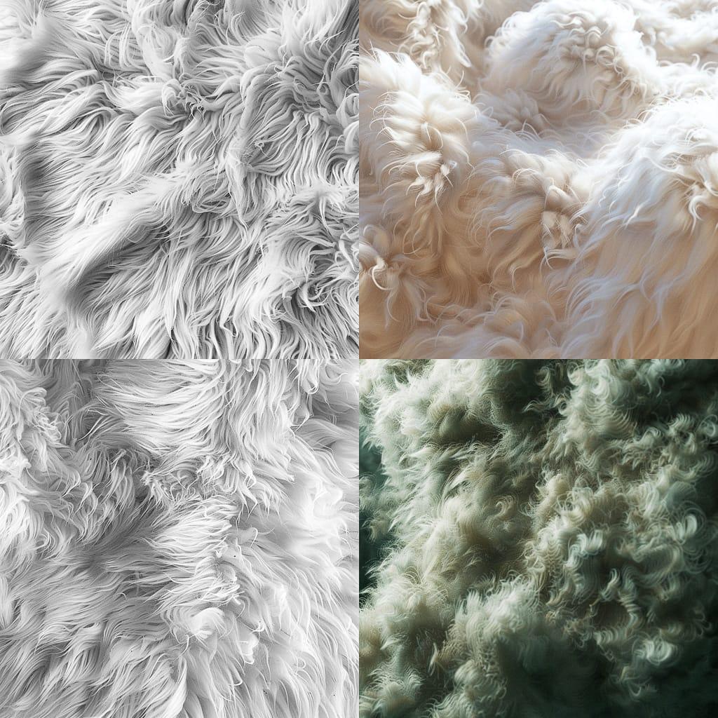 Fluffy texture style, Midjourney V6, render 1 of 4