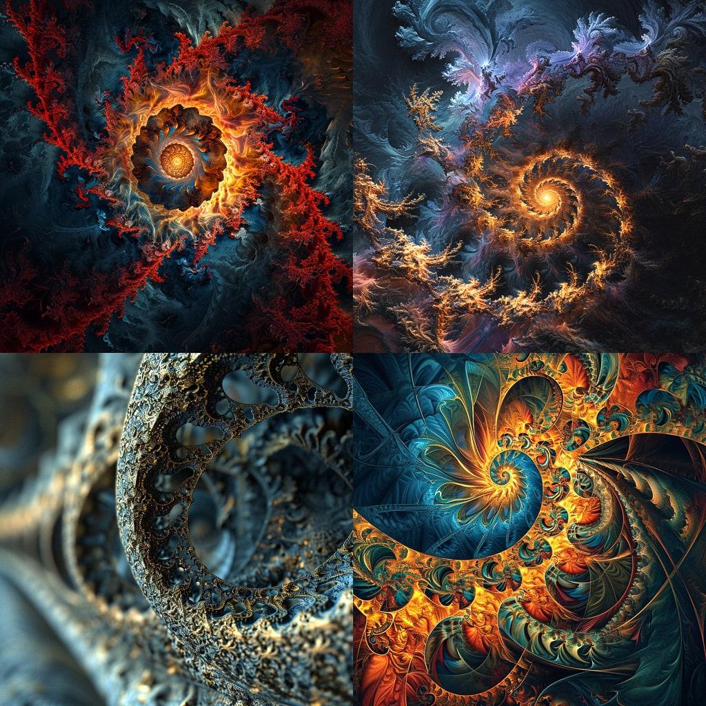 Fractal art style, Midjourney V6, render 1 of 4