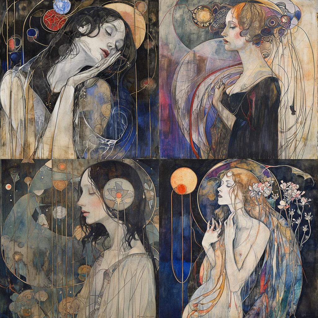 Frances MacDonald style, Midjourney V6, render 1 of 4