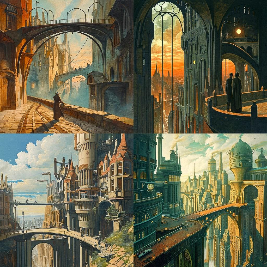 Francois Schuiten style, Midjourney V6, render 1 of 4