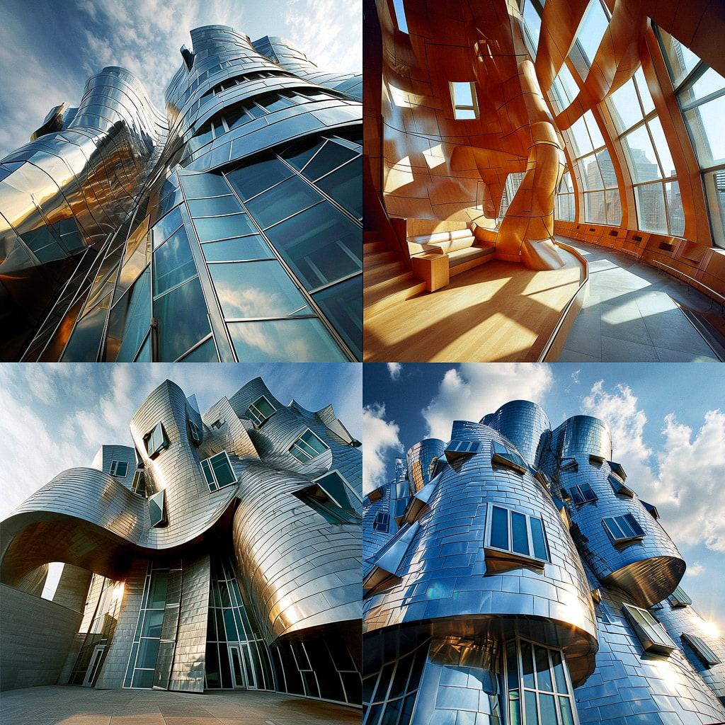 Frank Gehry style, Midjourney V6, render 1 of 4