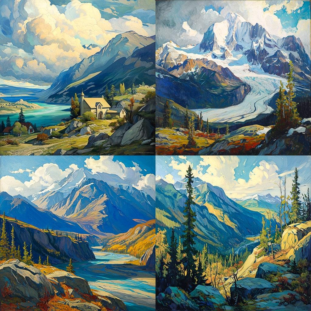 Franklin Carmichael style, Midjourney V6, render 1 of 4