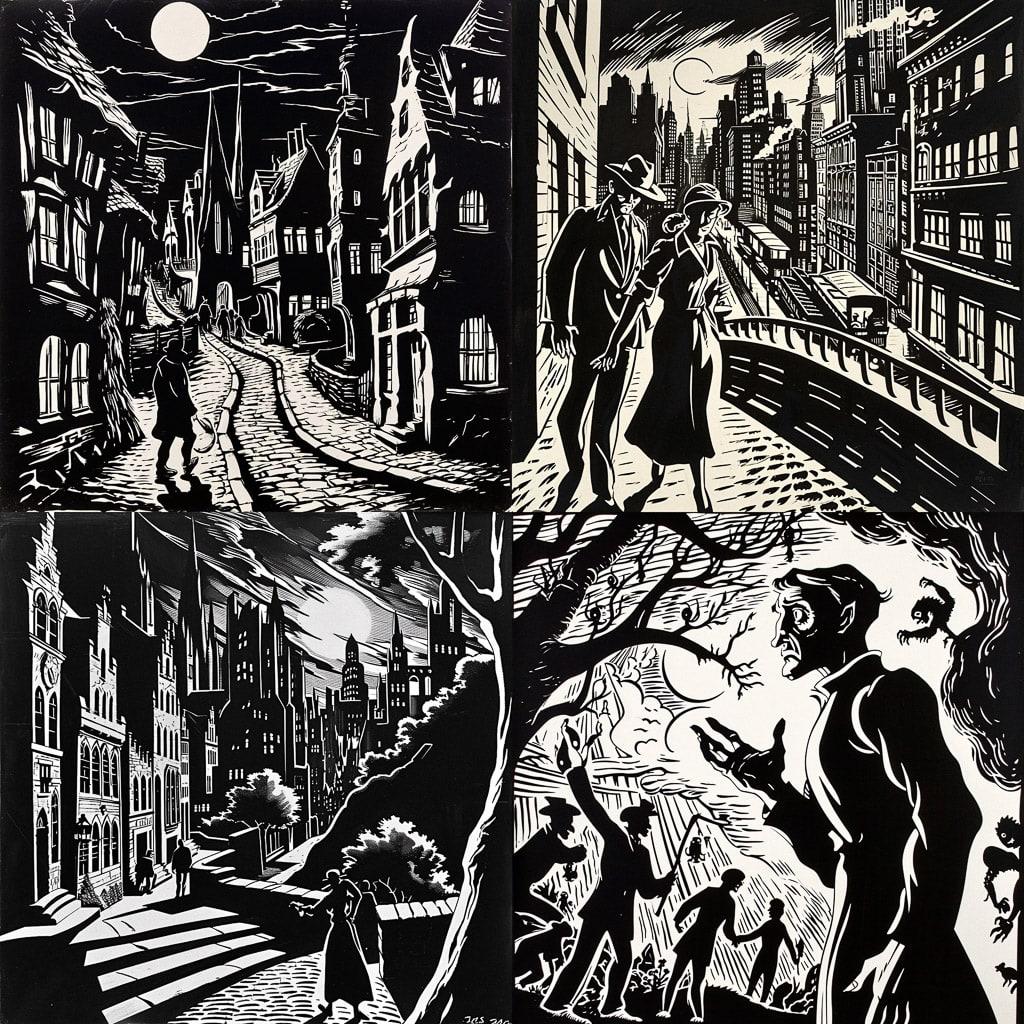 Frans Masereel style, Midjourney V6, render 1 of 4