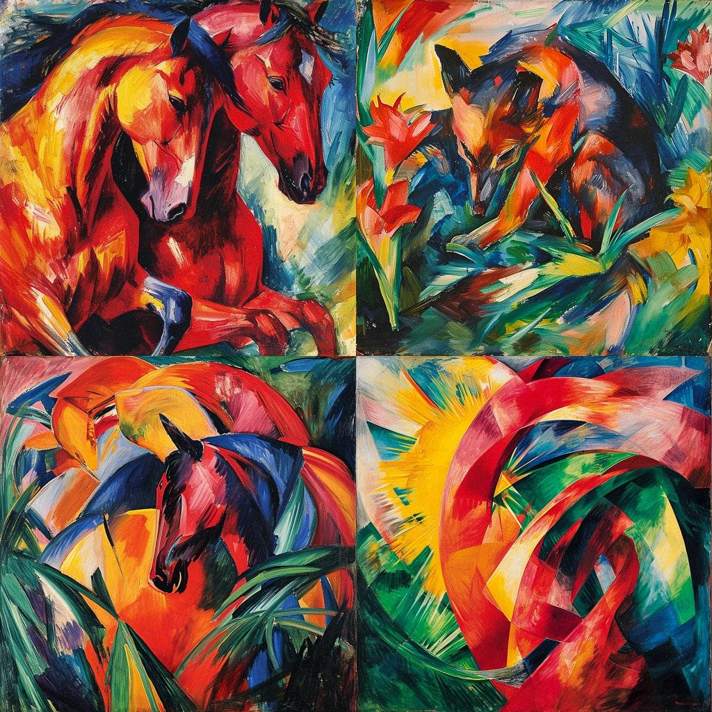 Franz Marc style, Midjourney V6, render 1 of 4
