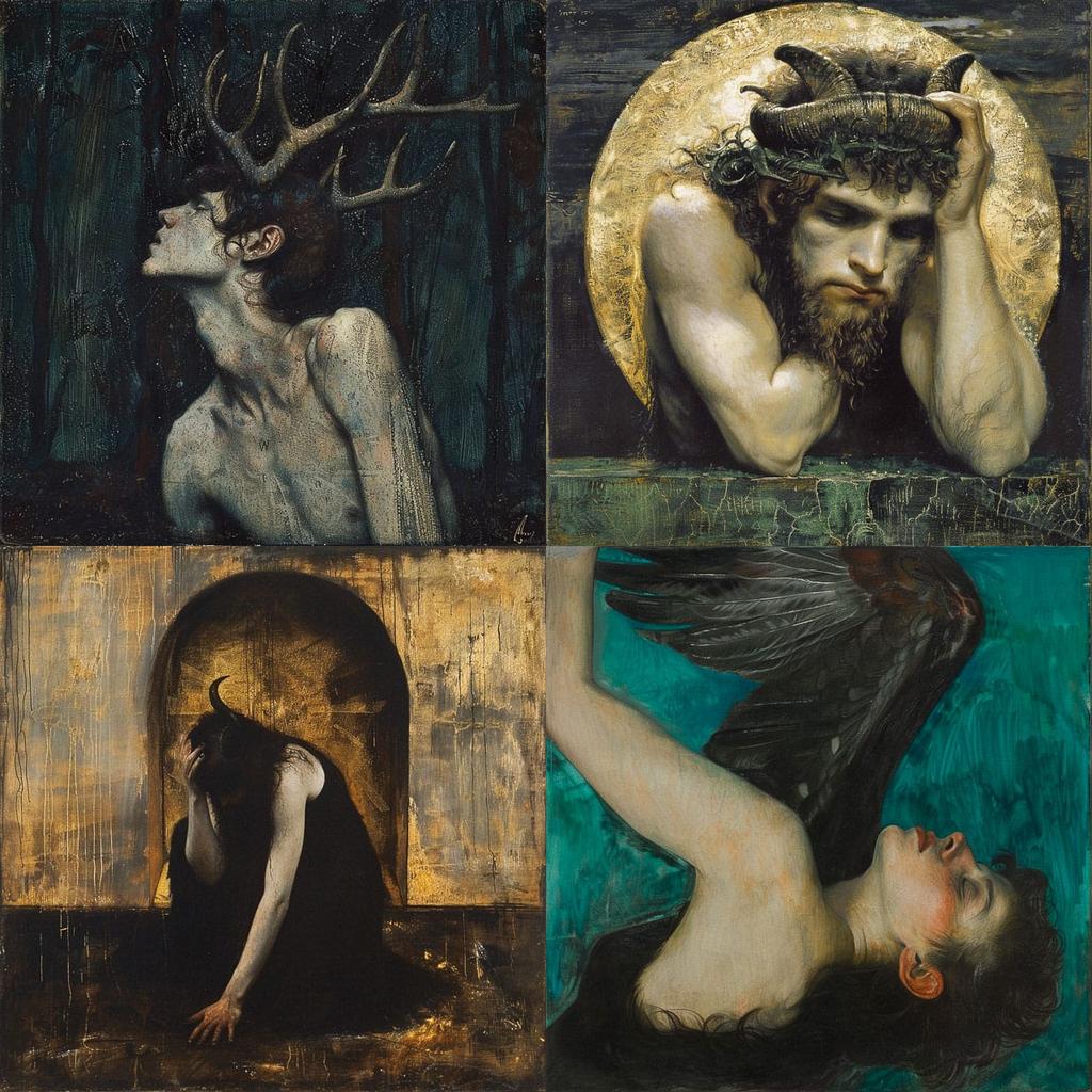 Franz von Stuck style, Midjourney V6, render 1 of 4