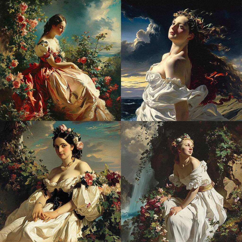 Franz Xaver Winterhalter style, Midjourney V6, render 1 of 4