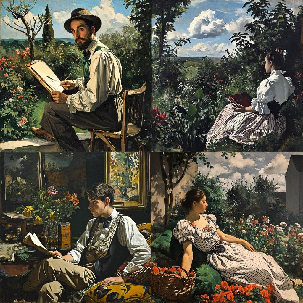 Frederic Bazille style, Midjourney V6, render 1 of 4