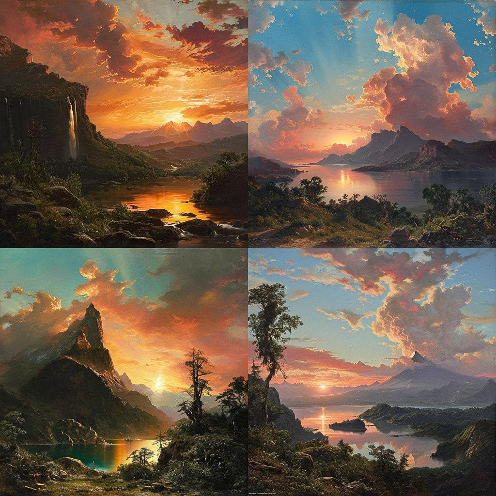 Frederic Edwin Church style, Midjourney V6, render 1 of 4
