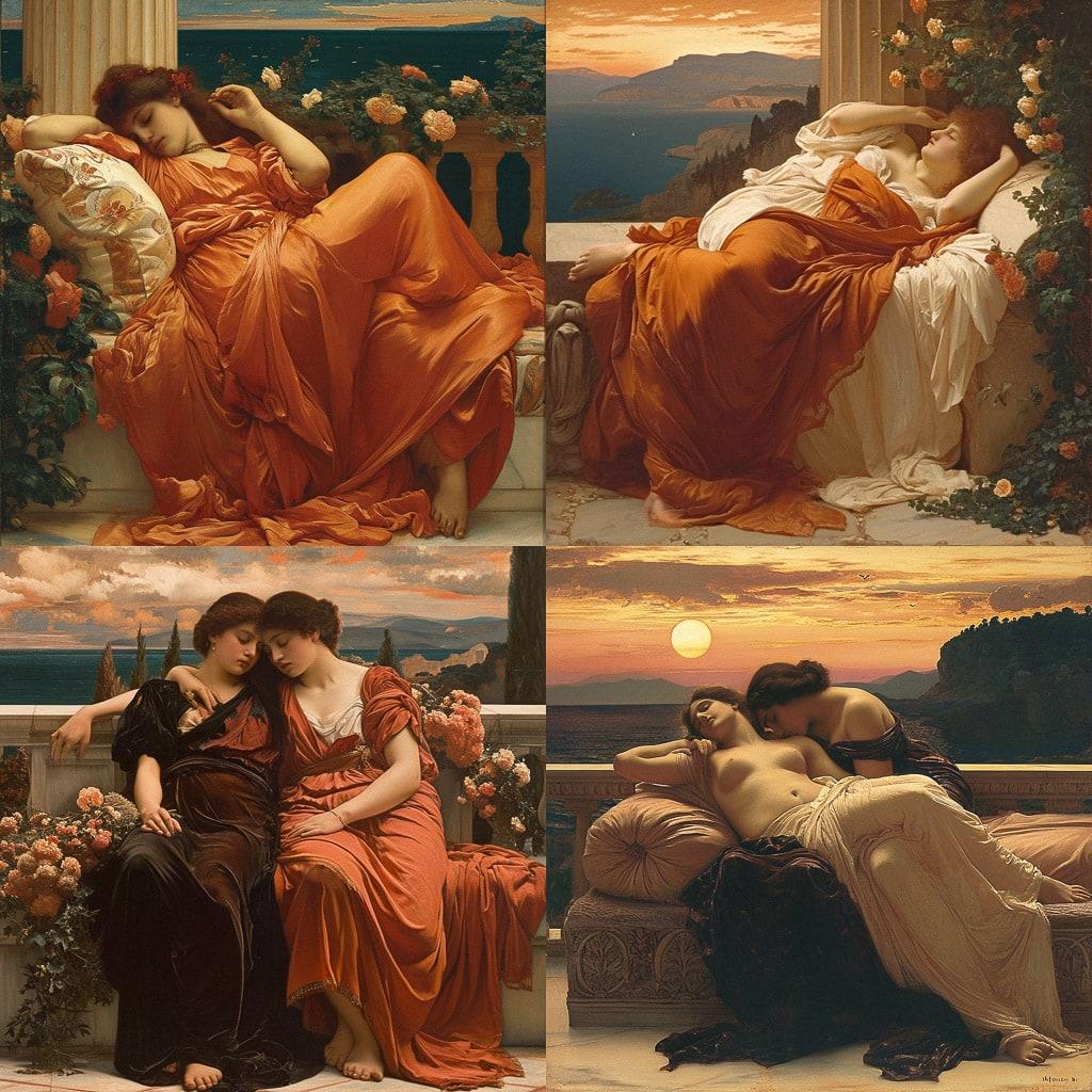 Frederic Leighton style, Midjourney V6, render 1 of 4