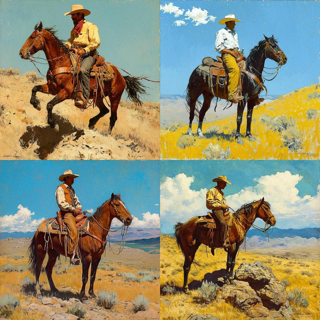 Frederic Remington style, Midjourney V6, render 1 of 4