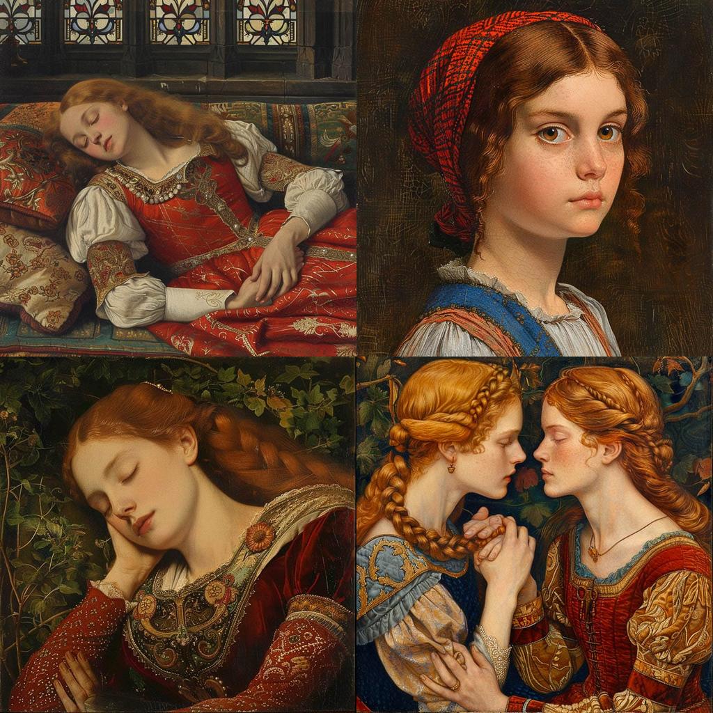 Frederic William Burton style, Midjourney V6, render 1 of 4