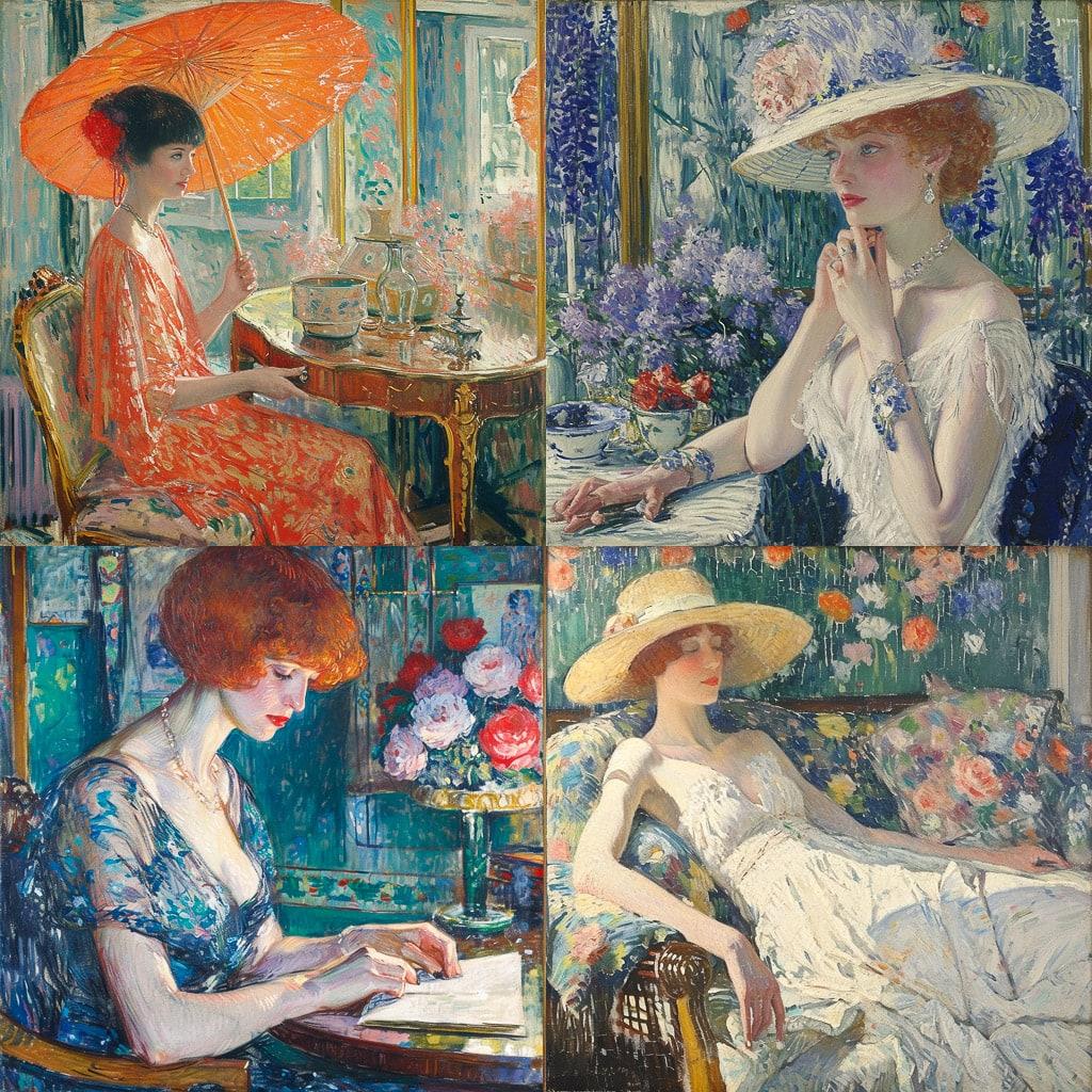 Frederick Carl Frieseke style, Midjourney V6, render 1 of 4