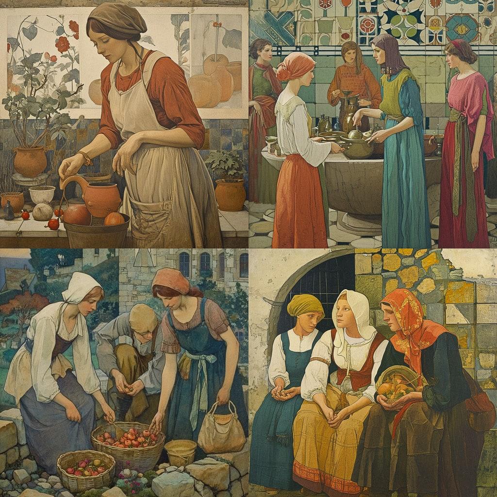 Frederick Cayley Robinson style, Midjourney V6, render 1 of 4