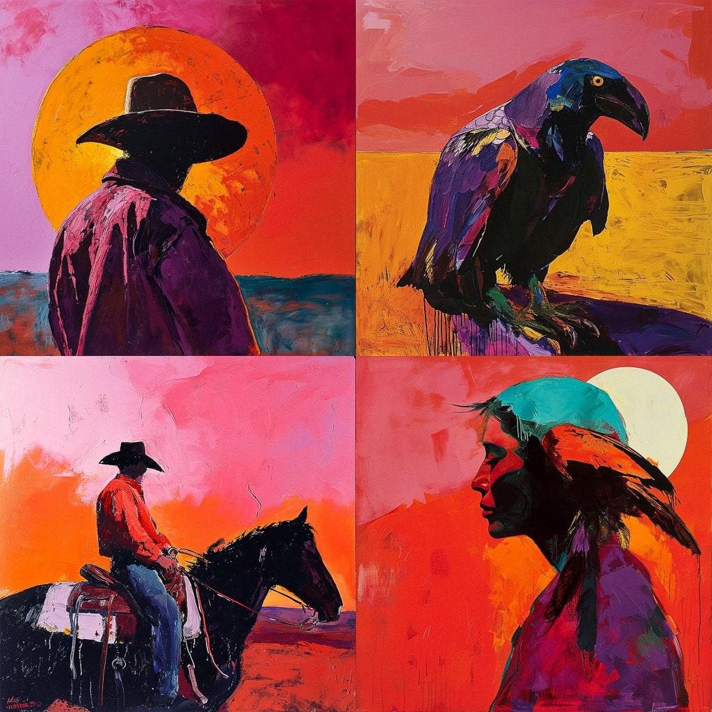 Fritz Scholder style, Midjourney V6, render 1 of 4
