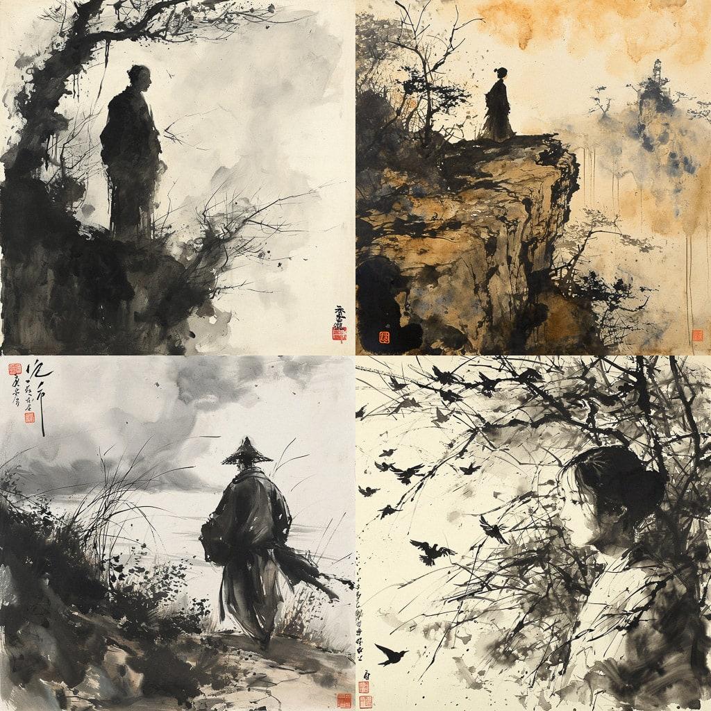 Fu Baoshi style, Midjourney V6, render 1 of 4