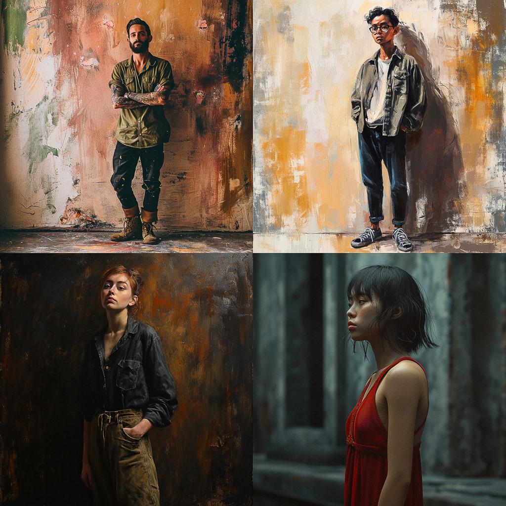 Full body height portrait style, Midjourney V6, render 1 of 4