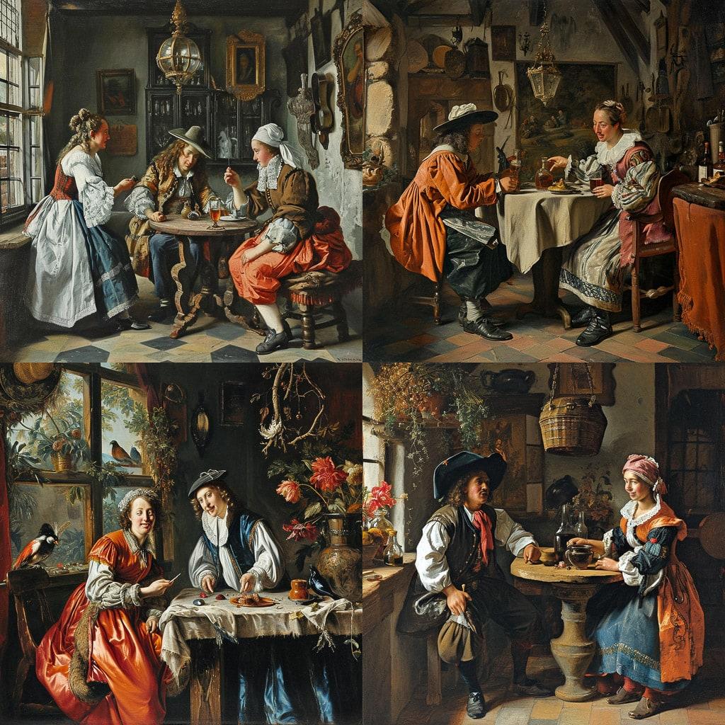 Gabriel Metsu style, Midjourney V6, render 1 of 4