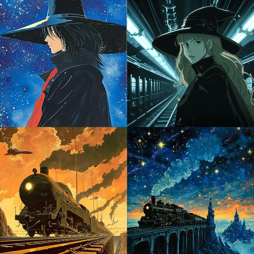 Galaxy Express 999 style, Midjourney V6, render 1 of 4
