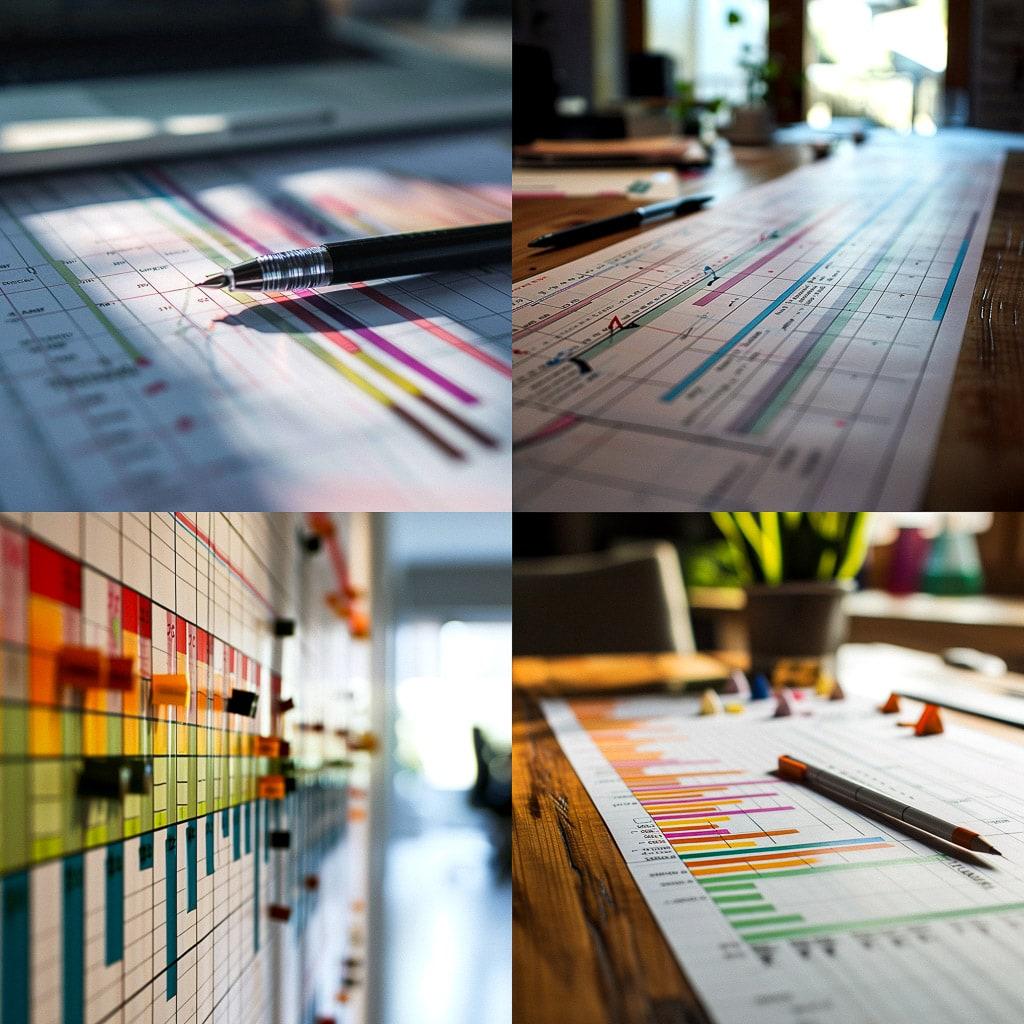 Gantt chart style, Midjourney V6, render 1 of 4