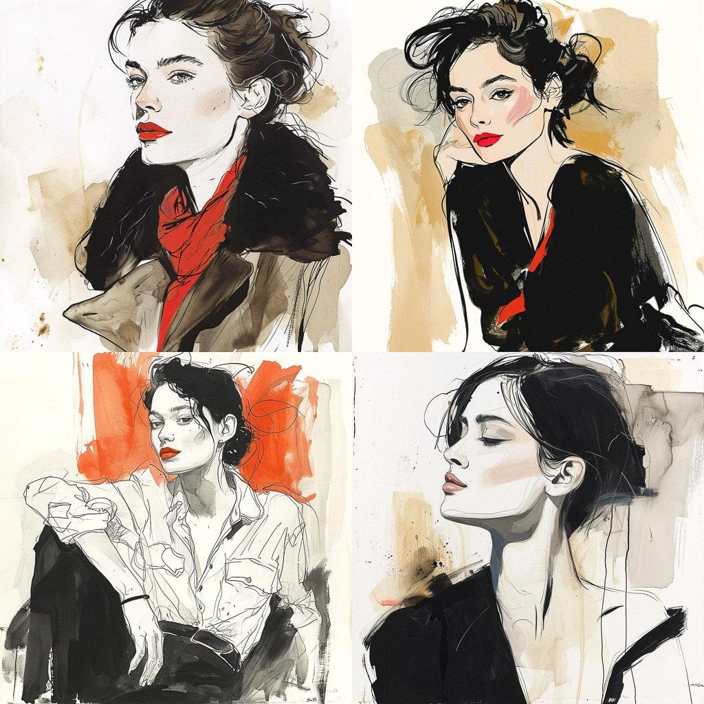Garance Dore style, Midjourney V6, render 1 of 4