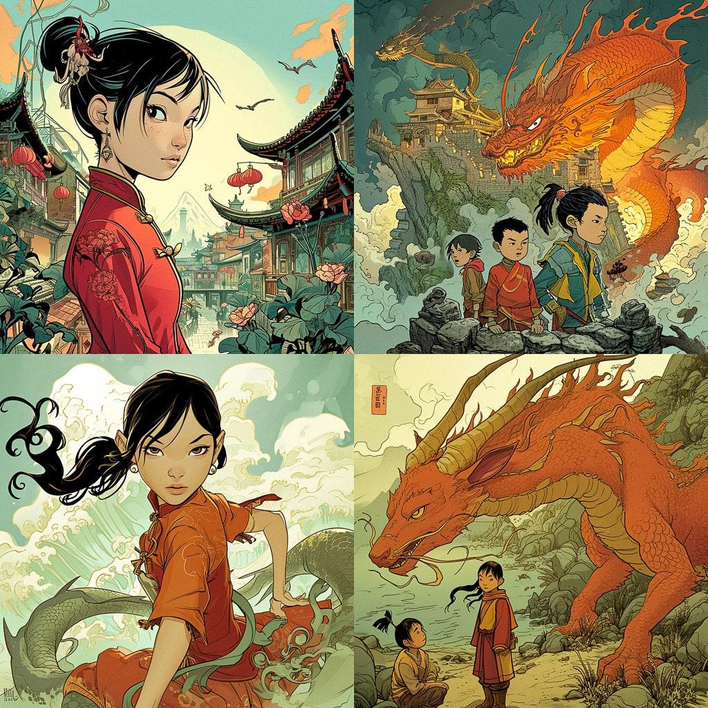 Gene Luen Yang style, Midjourney V6, render 1 of 4