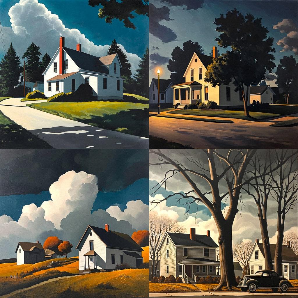 George Ault style, Midjourney V6, render 1 of 4