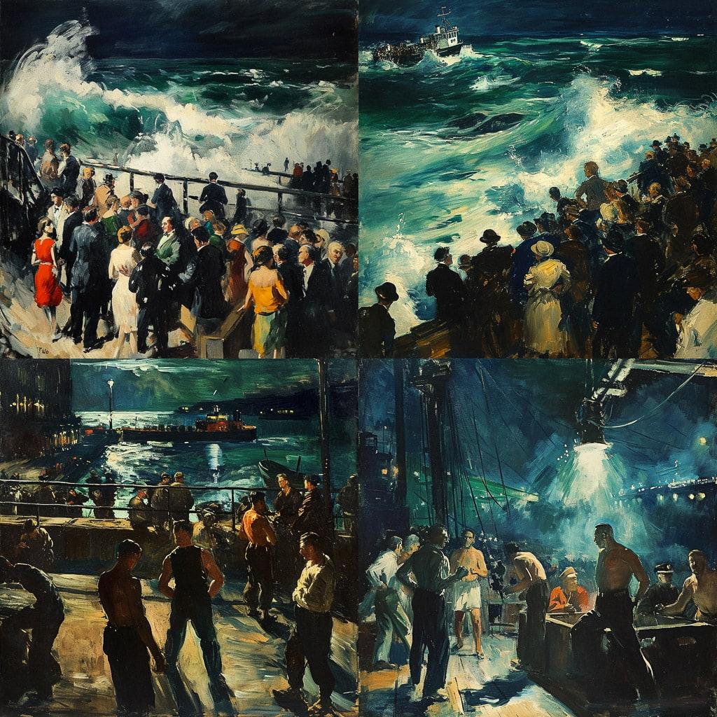 George Bellows style, Midjourney V6, render 1 of 4