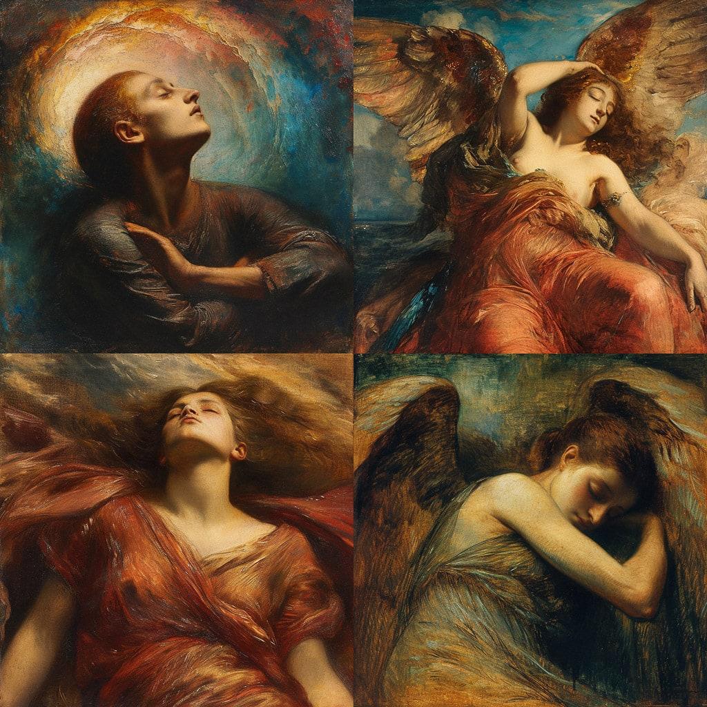 George Frederic Watts style, Midjourney V6, render 1 of 4