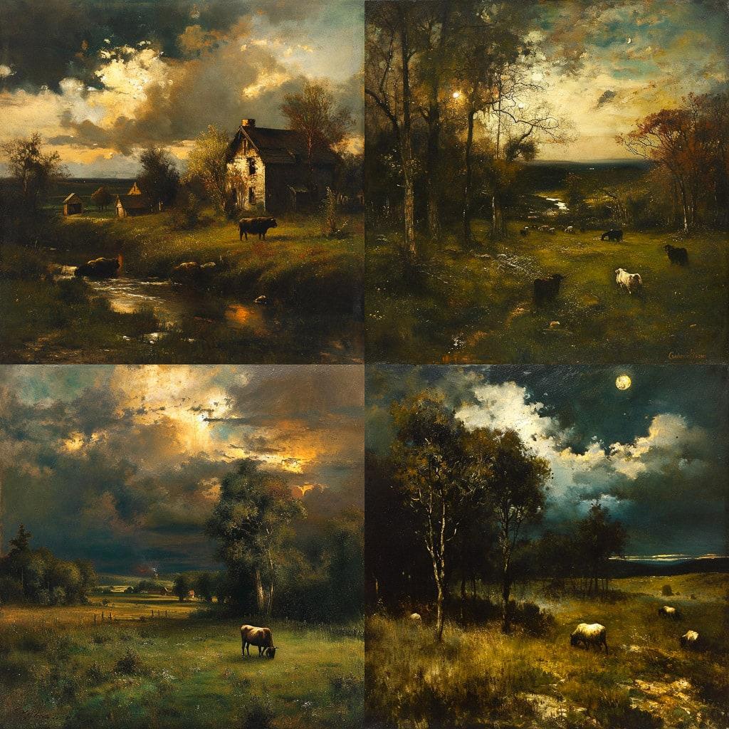 George Inness style, Midjourney V6, render 1 of 4