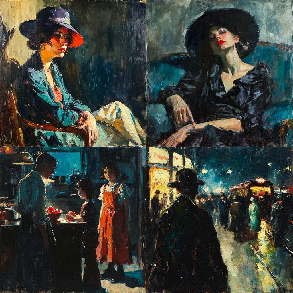 George Luks style, Midjourney V6, render 1 of 4