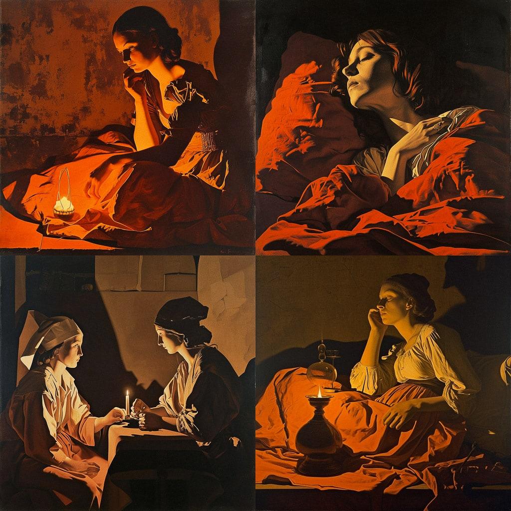 Georges de La Tour style, Midjourney V6, render 1 of 4