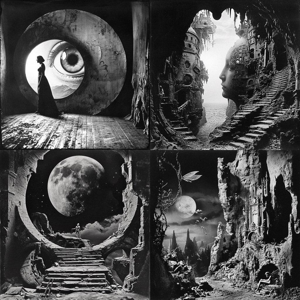 Georges Melies style, Midjourney V6, render 1 of 4
