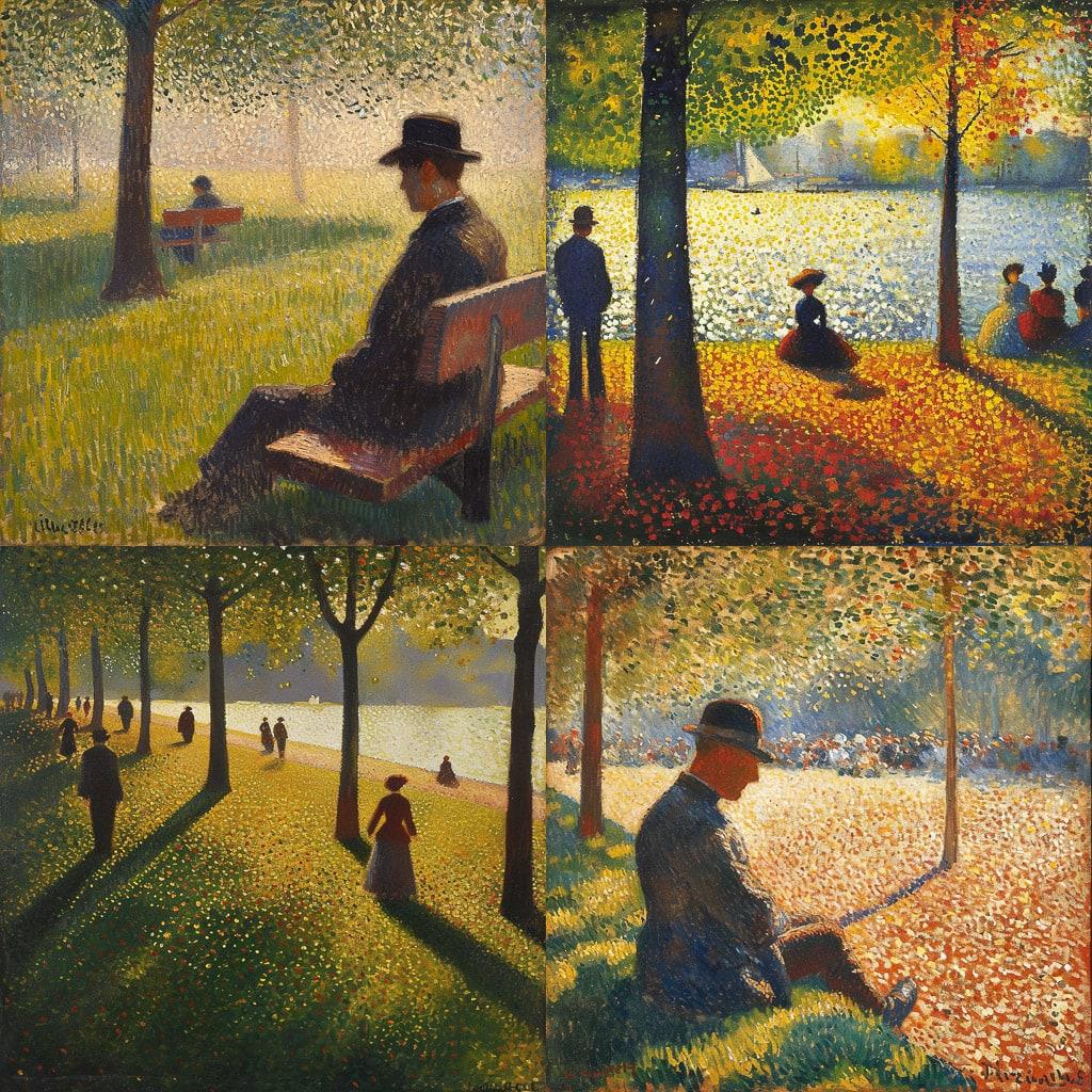 Georges Seurat style, Midjourney V6, render 1 of 4