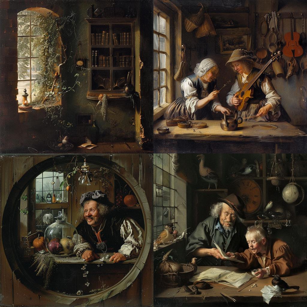 Gerrit Dou style, Midjourney V6, render 1 of 4