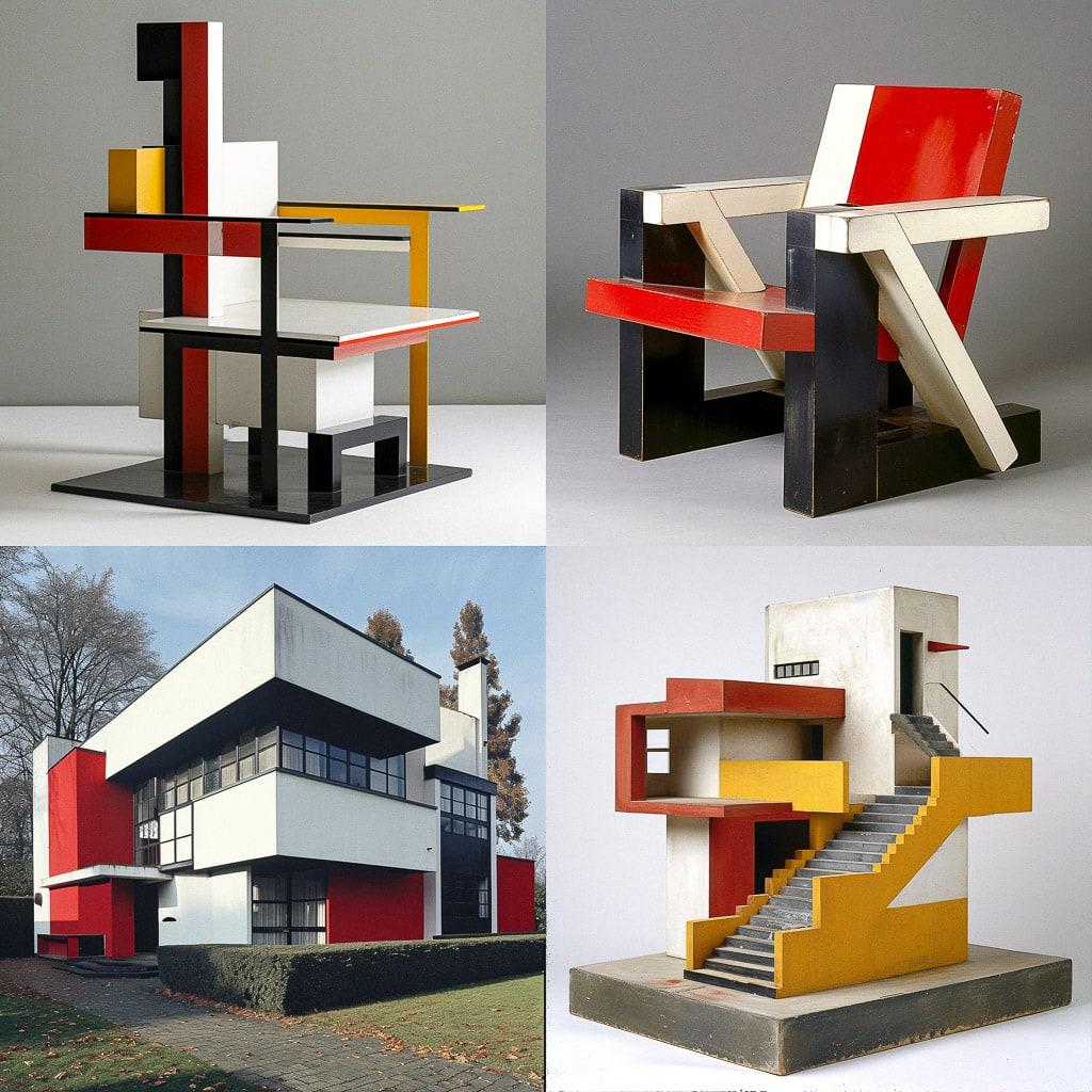 Gerrit Rietveld style, Midjourney V6, render 1 of 4