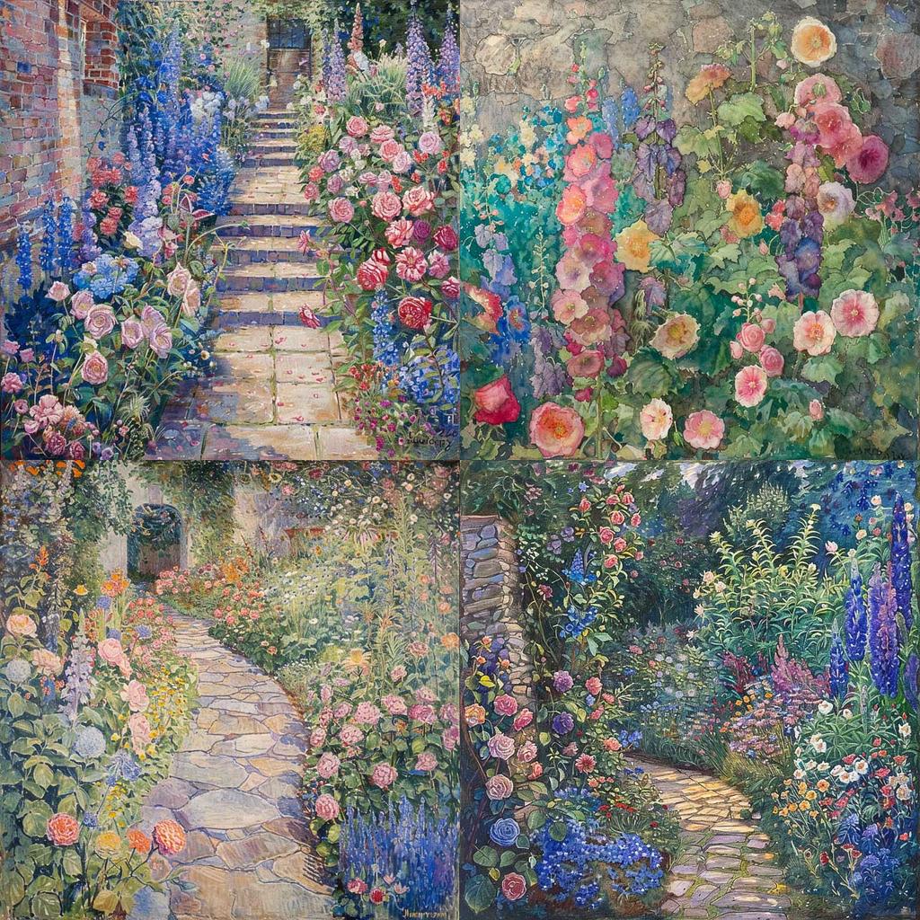 Gertrude Jekyll style, Midjourney V6, render 1 of 4