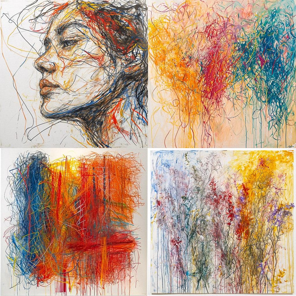 Ghada Amer style, Midjourney V6, render 1 of 4
