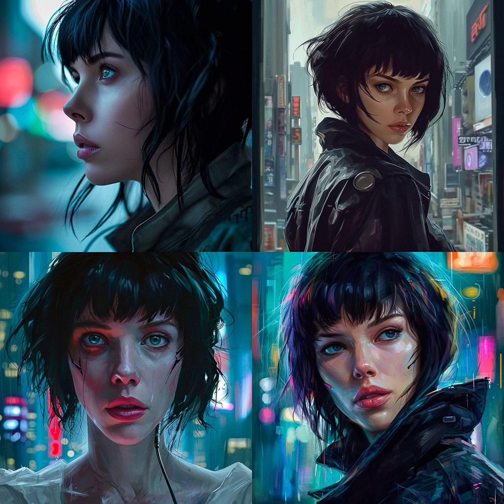 Ghost In The Shell style, Midjourney V6, render 1 of 4