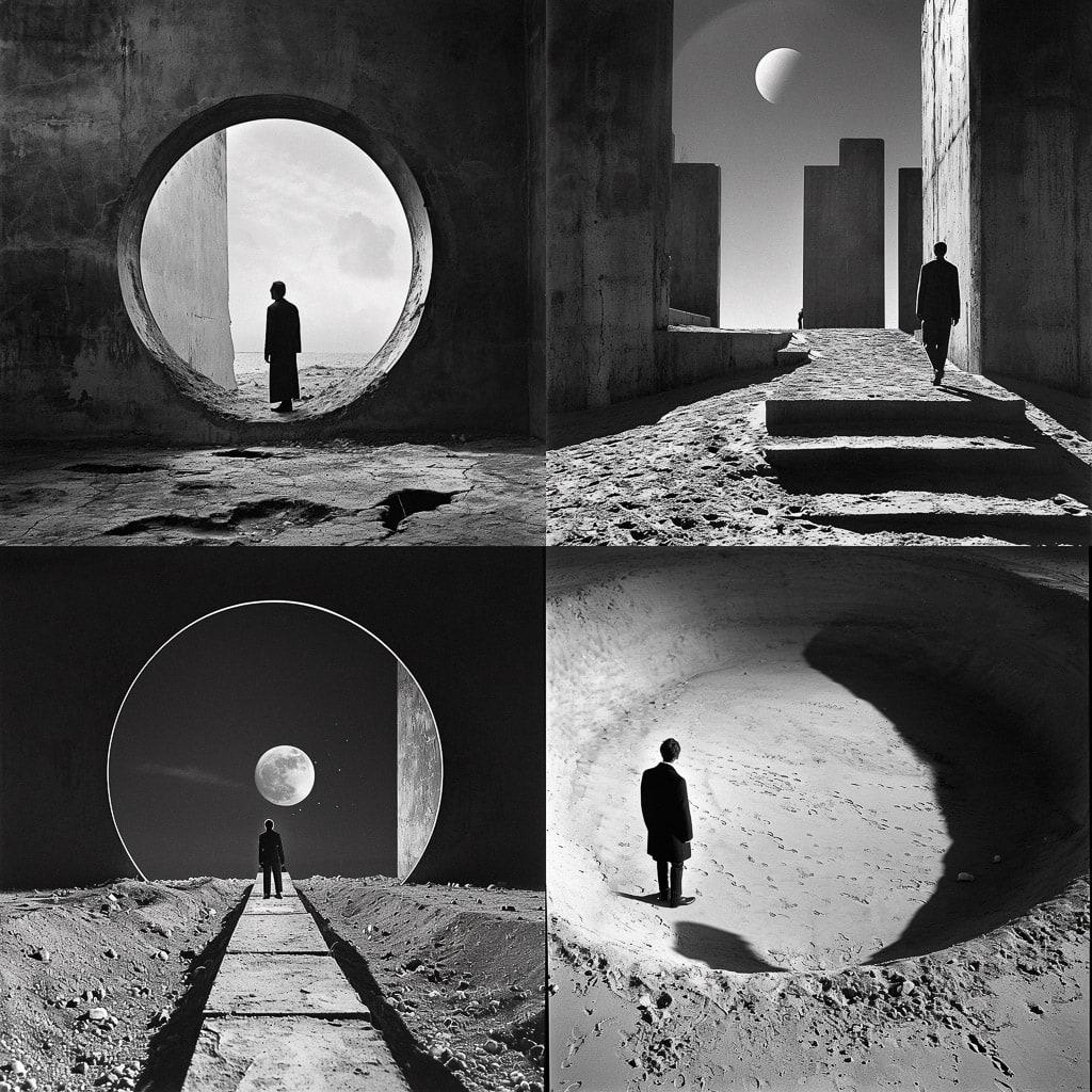 Gilbert Garcin style, Midjourney V6, render 1 of 4