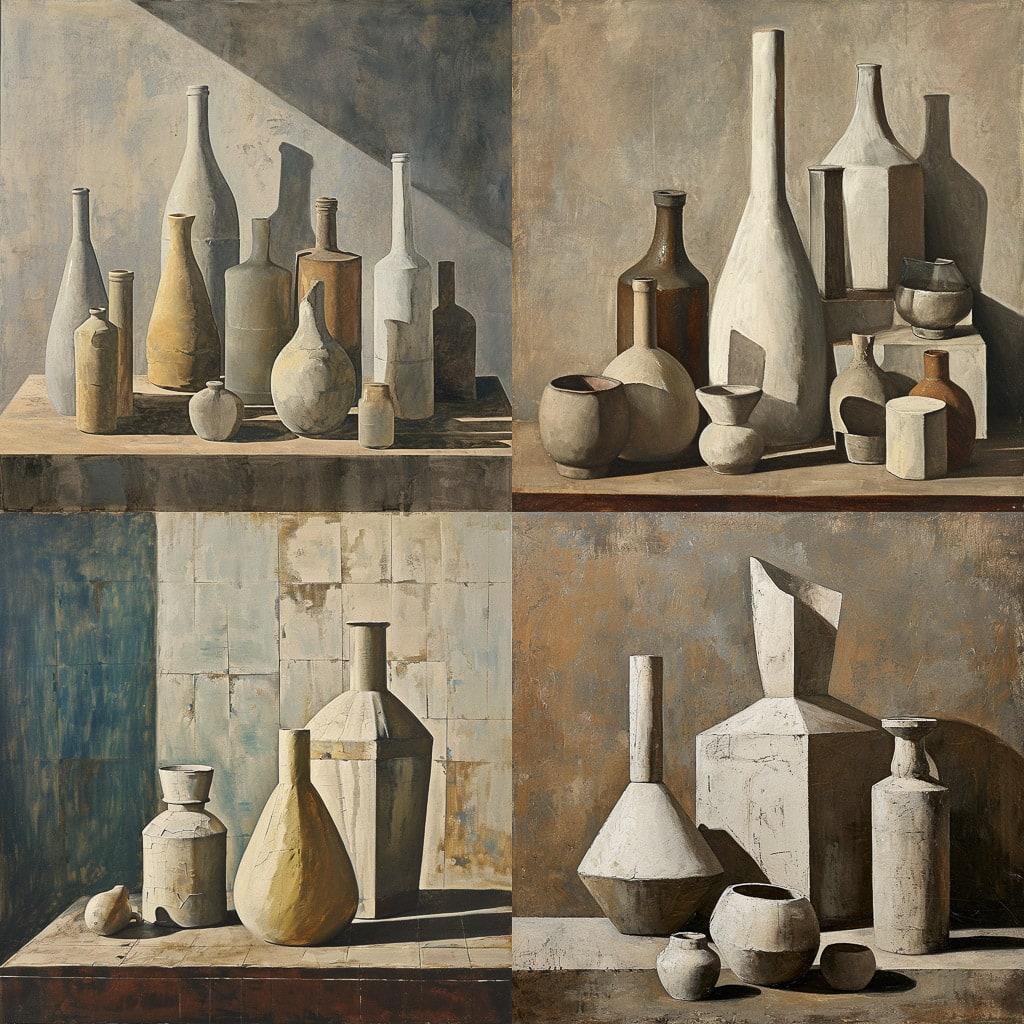 Giorgio Morandi style, Midjourney V6, render 1 of 4