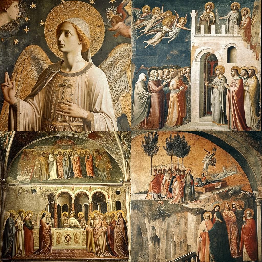 Giotto style, Midjourney V6, render 1 of 4