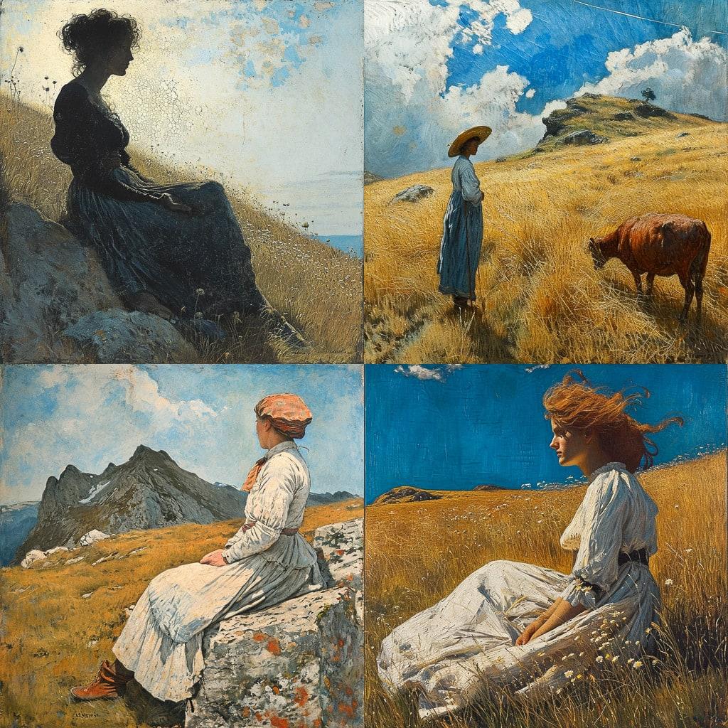 Giovanni Segantini style, Midjourney V6, render 1 of 4