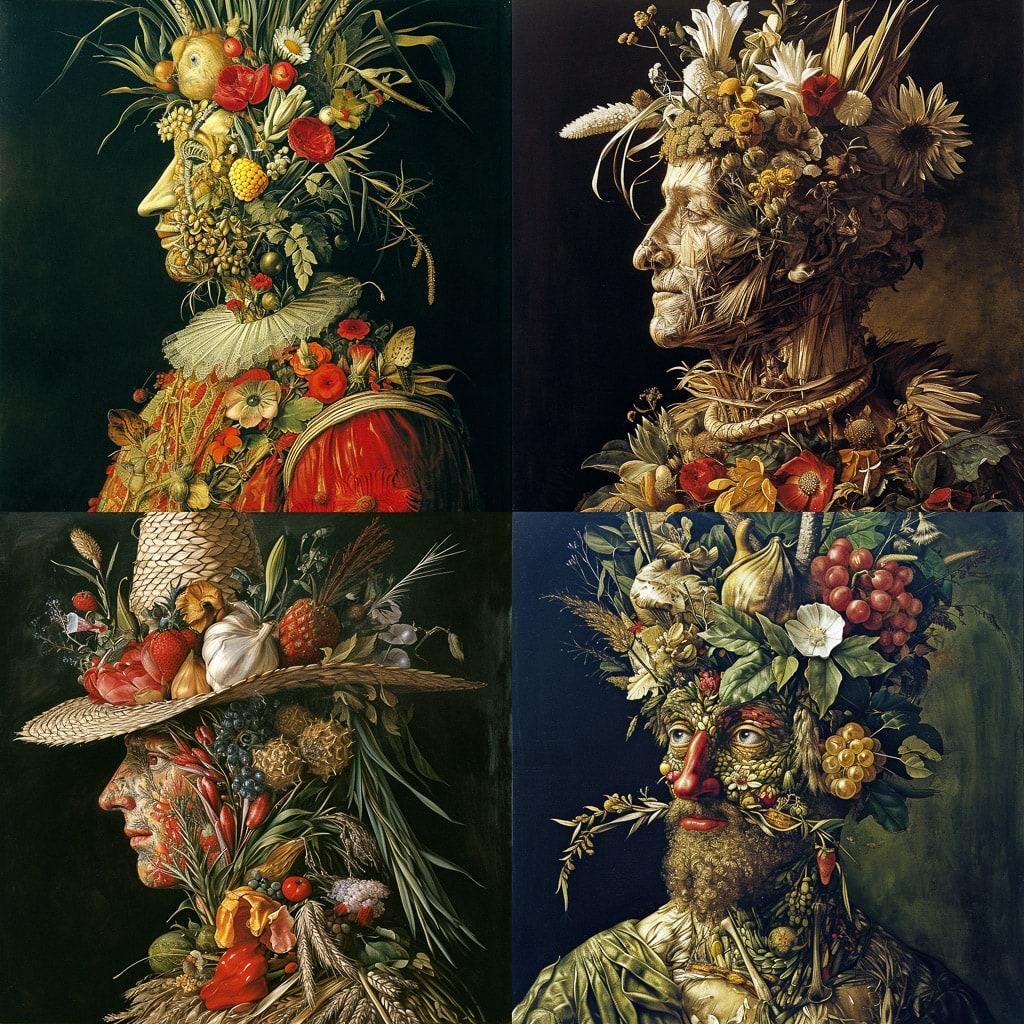 Giuseppe Arcimboldo style, Midjourney V6, render 1 of 4