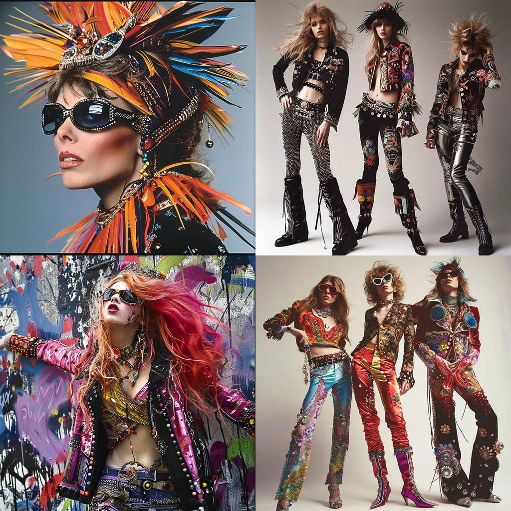 Glam Rock fashion style, Midjourney V6, render 1 of 4