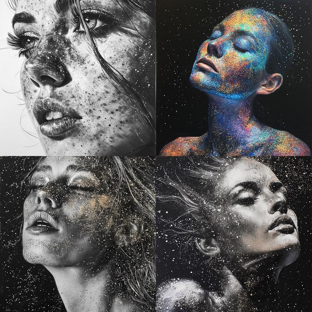 Glitter drawing style, Midjourney V6, render 1 of 4