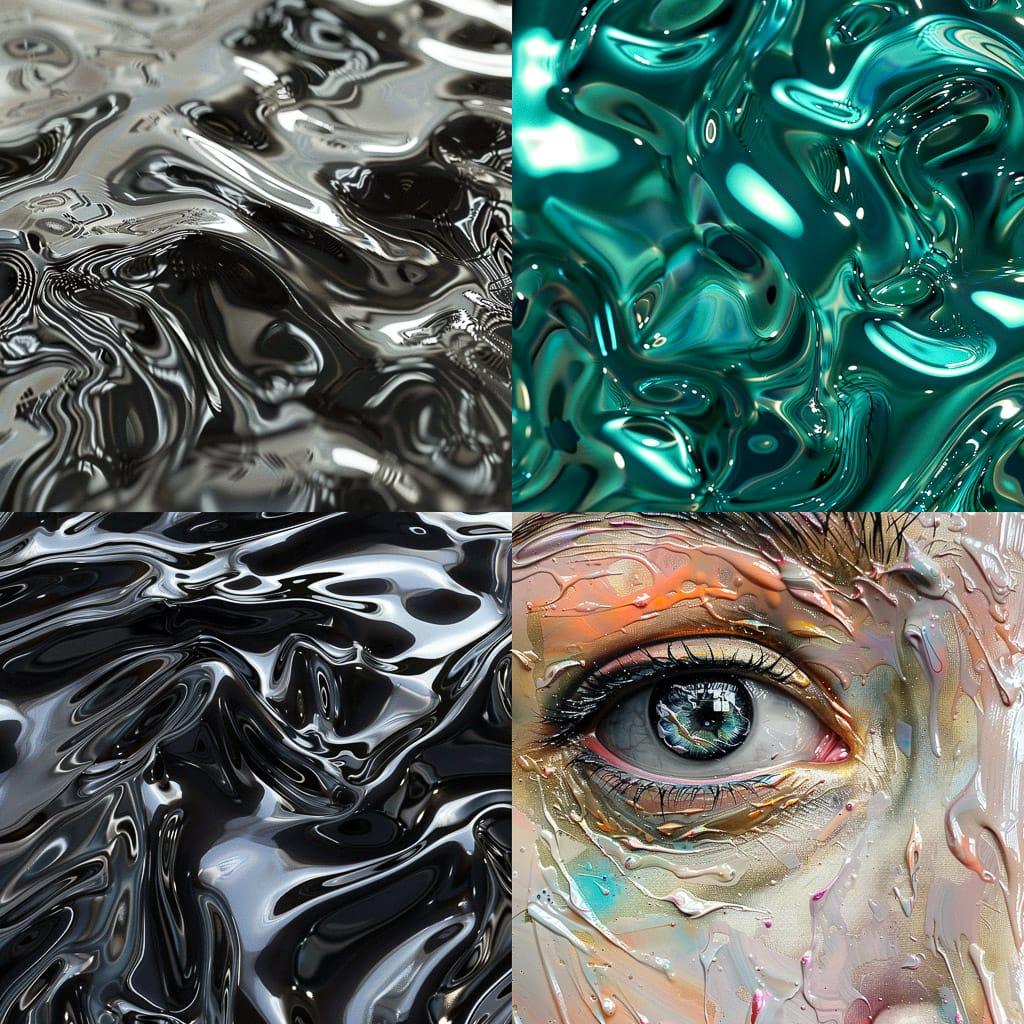 Glossy texture style, Midjourney V6, render 1 of 4