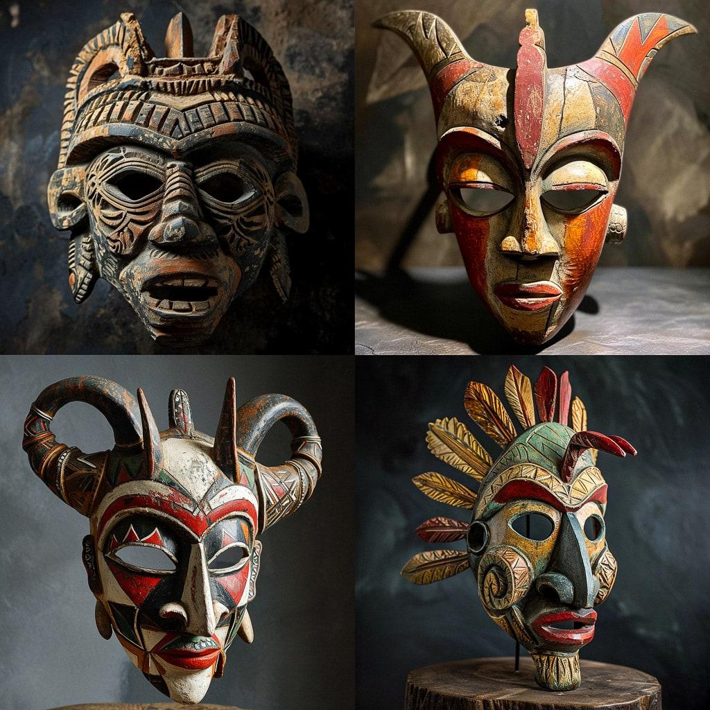 Gnaga mask style, Midjourney V6, render 1 of 4